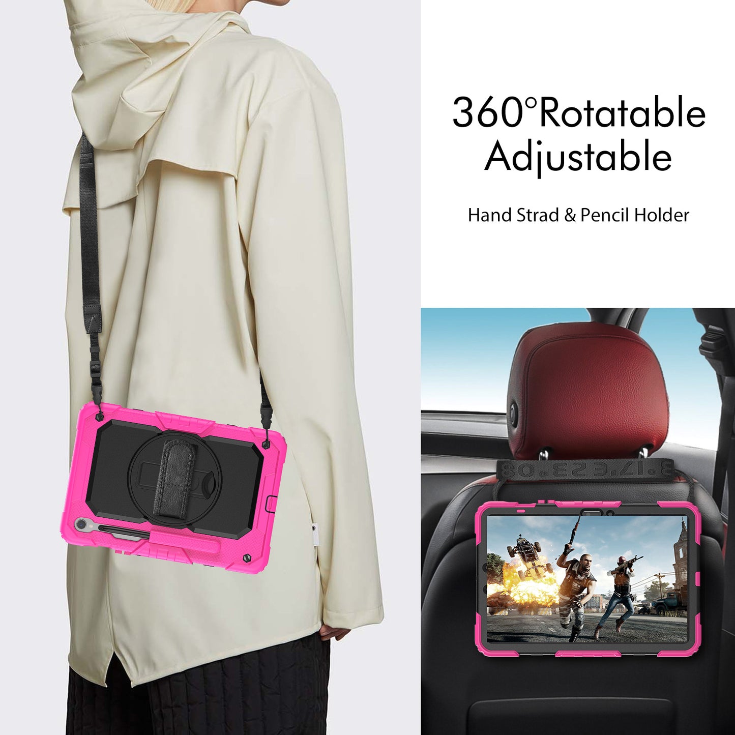For Samsung Galaxy Tab S9 (X710 / X716B / X718U) PC+Silicone Kickstand Case Anti-Drop Tablet Cover with PET Screen Film