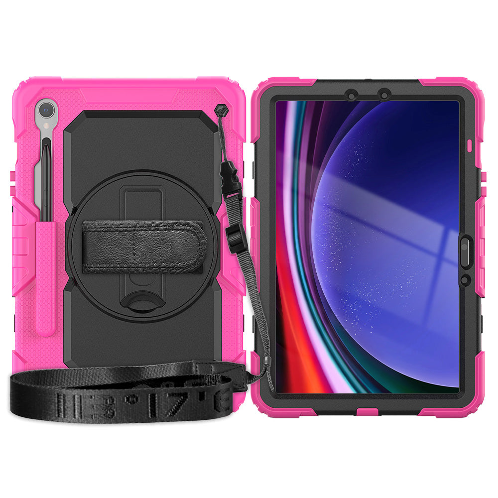 For Samsung Galaxy Tab S9 (X710 / X716B / X718U) PC+Silicone Kickstand Case Anti-Drop Tablet Cover with PET Screen Film