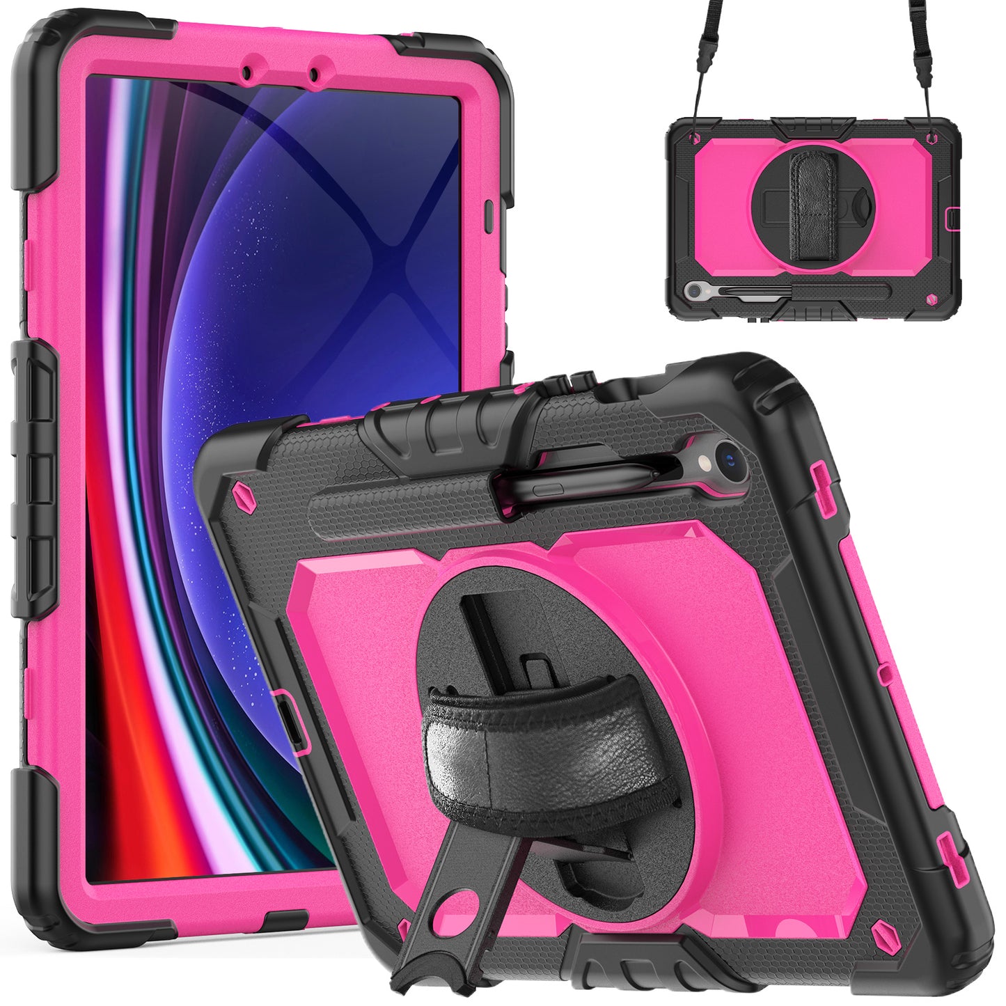 For Samsung Galaxy Tab S9 (X710 / X716B / X718U) PC+Silicone Kickstand Case Anti-Drop Tablet Cover with PET Screen Film