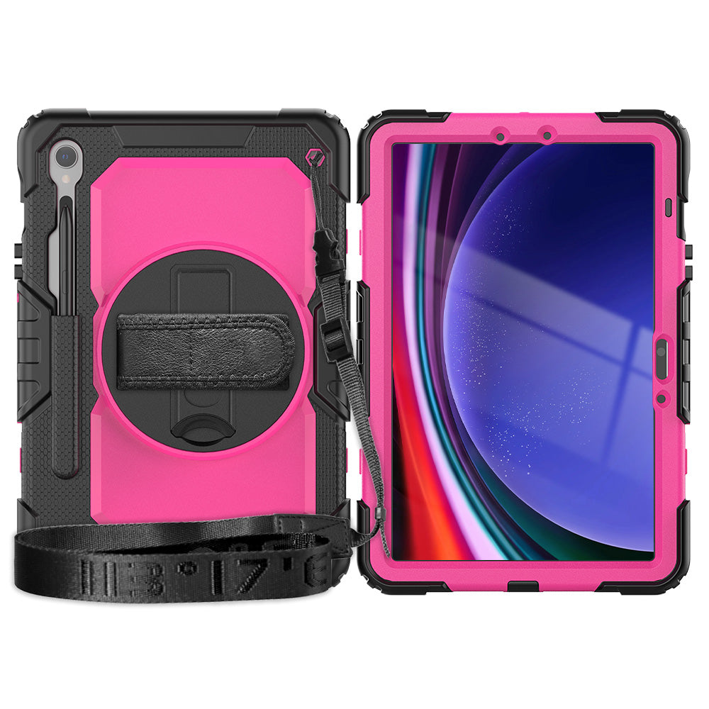 For Samsung Galaxy Tab S9 (X710 / X716B / X718U) PC+Silicone Kickstand Case Anti-Drop Tablet Cover with PET Screen Film