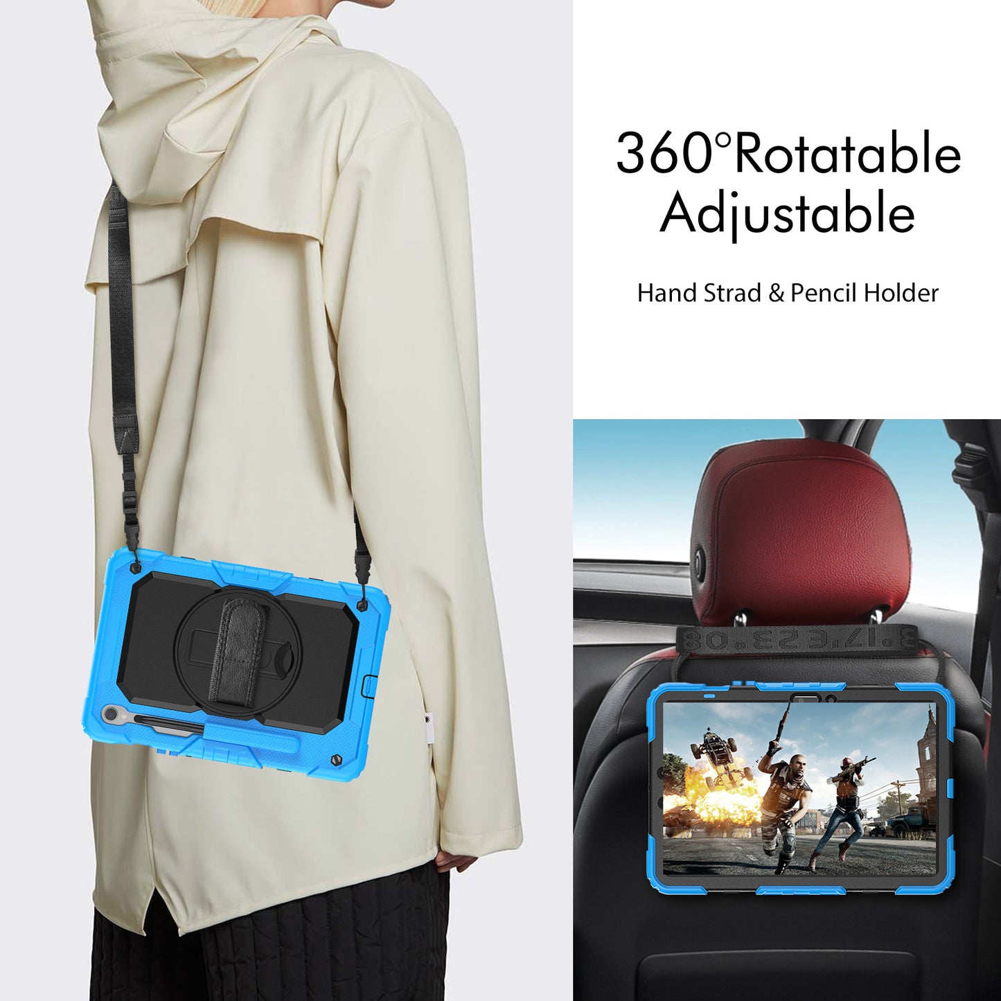 For Samsung Galaxy Tab S9 (X710 / X716B / X718U) PC+Silicone Kickstand Case Anti-Drop Tablet Cover with PET Screen Film