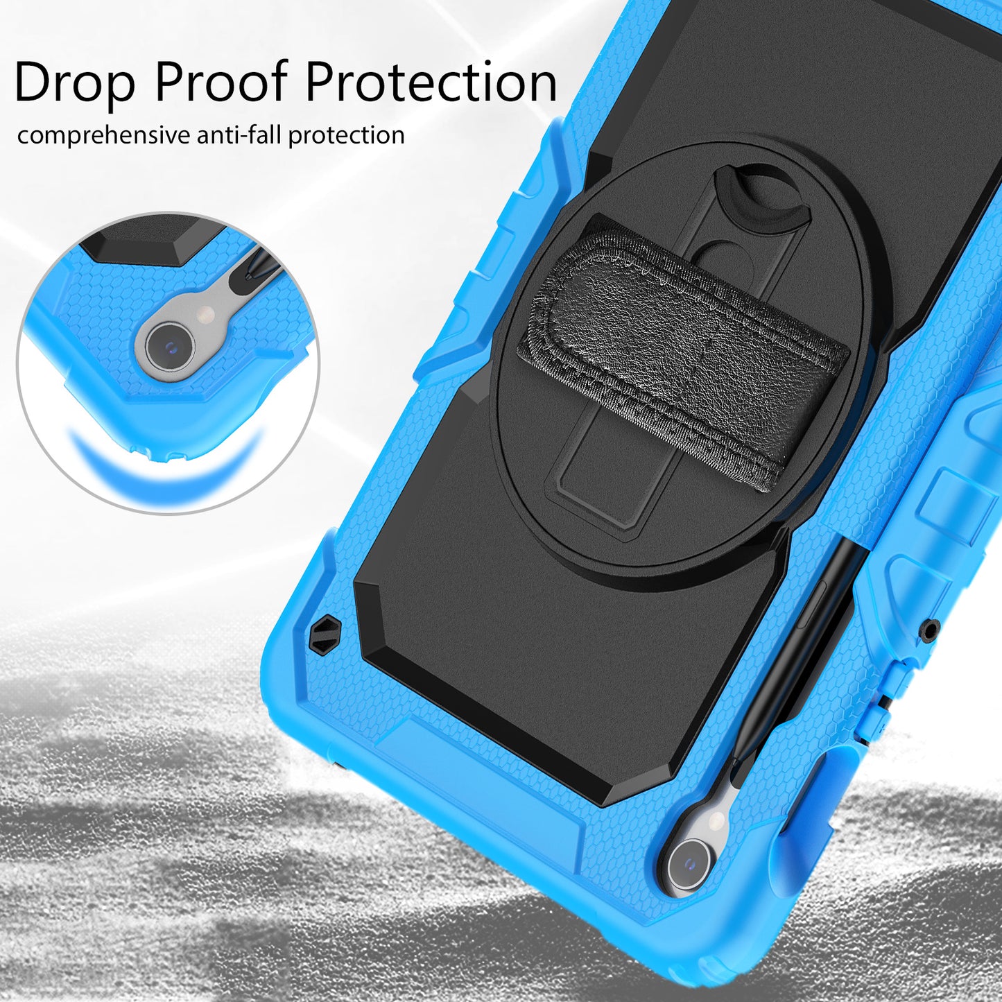 For Samsung Galaxy Tab S9 (X710 / X716B / X718U) PC+Silicone Kickstand Case Anti-Drop Tablet Cover with PET Screen Film