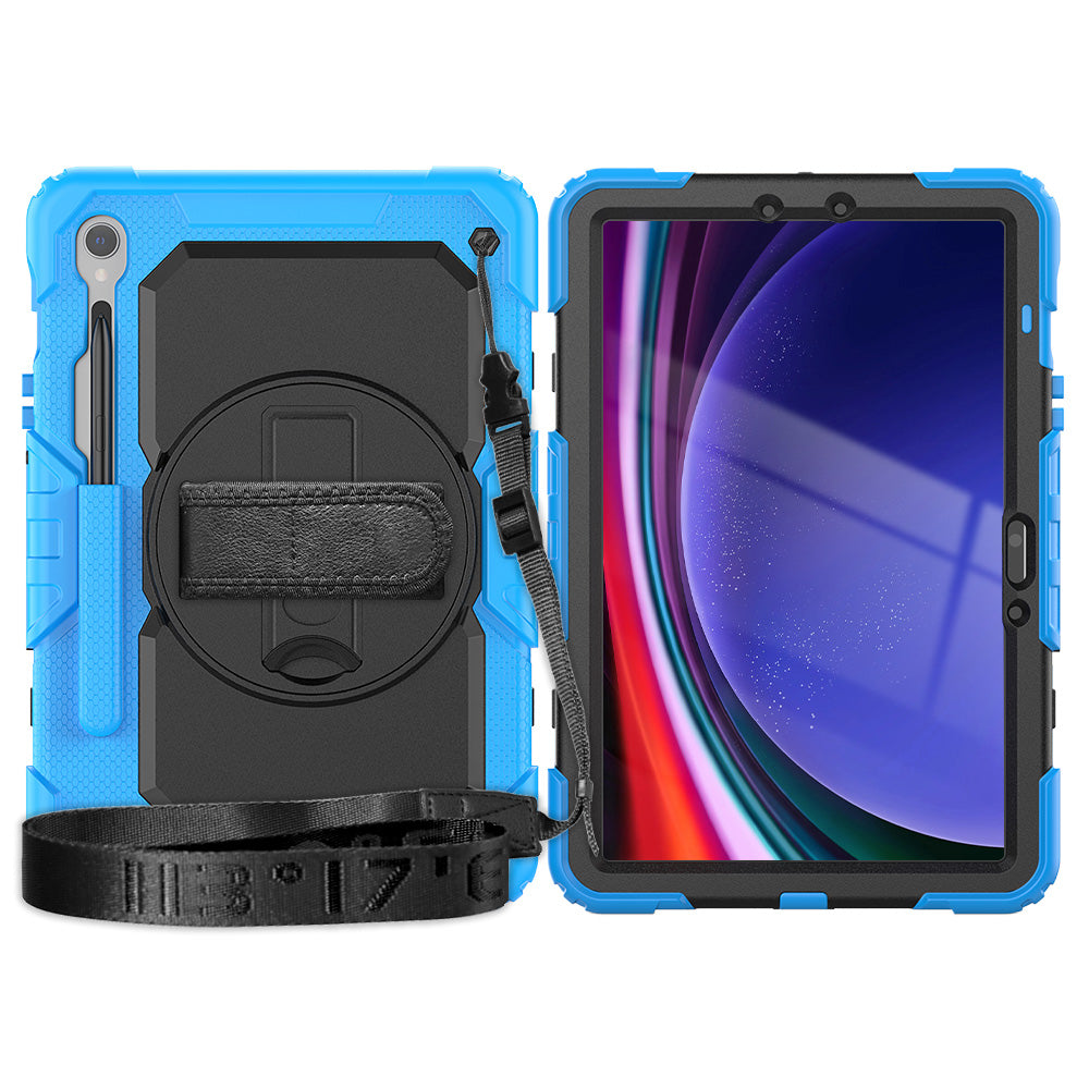For Samsung Galaxy Tab S9 (X710 / X716B / X718U) PC+Silicone Kickstand Case Anti-Drop Tablet Cover with PET Screen Film