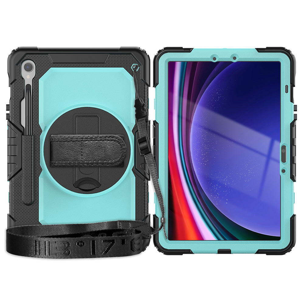 For Samsung Galaxy Tab S9 (X710 / X716B / X718U) PC+Silicone Kickstand Case Anti-Drop Tablet Cover with PET Screen Film