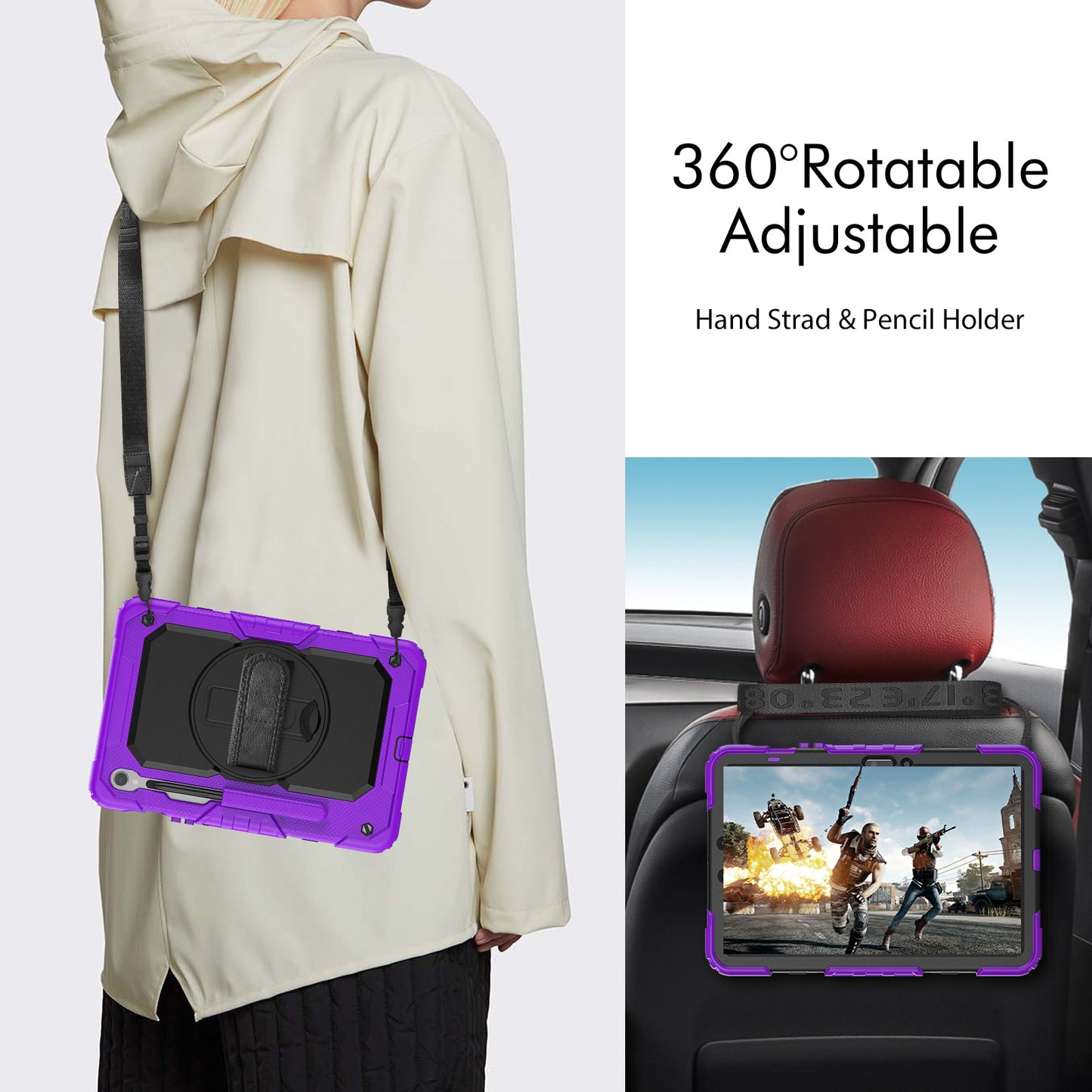 For Samsung Galaxy Tab S9 (X710 / X716B / X718U) PC+Silicone Kickstand Case Anti-Drop Tablet Cover with PET Screen Film