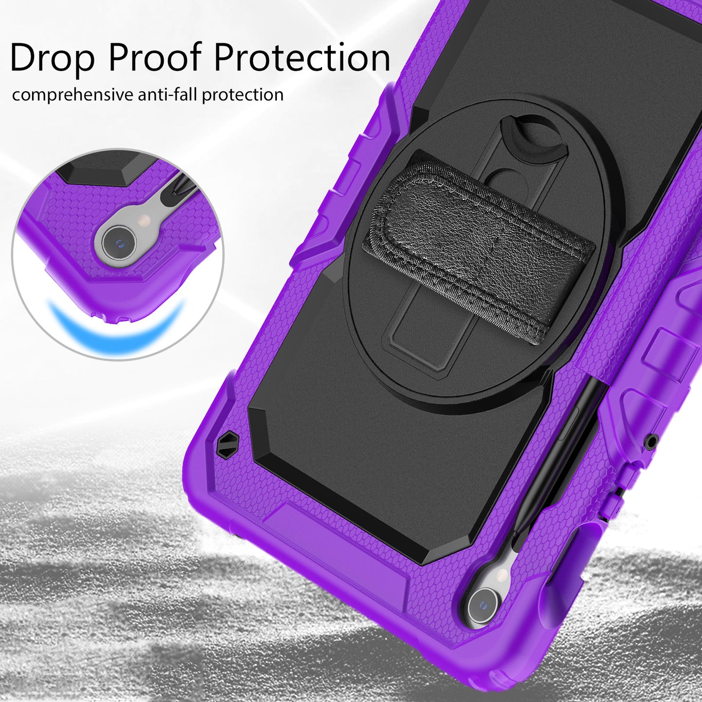For Samsung Galaxy Tab S9 (X710 / X716B / X718U) PC+Silicone Kickstand Case Anti-Drop Tablet Cover with PET Screen Film