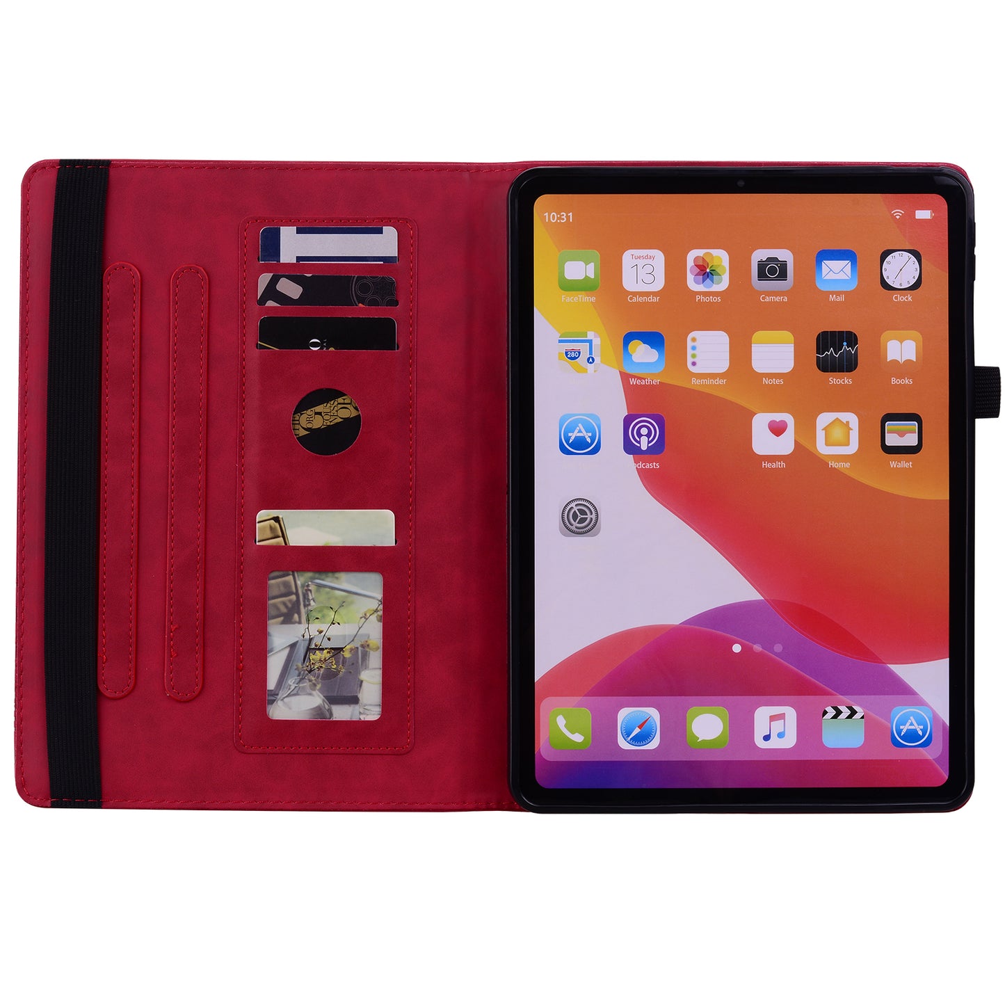 For Samsung Galaxy Tab A9+ PU Leather Tablet Case Imprinted Flower Pattern Card Slot Tablet Stand Cover