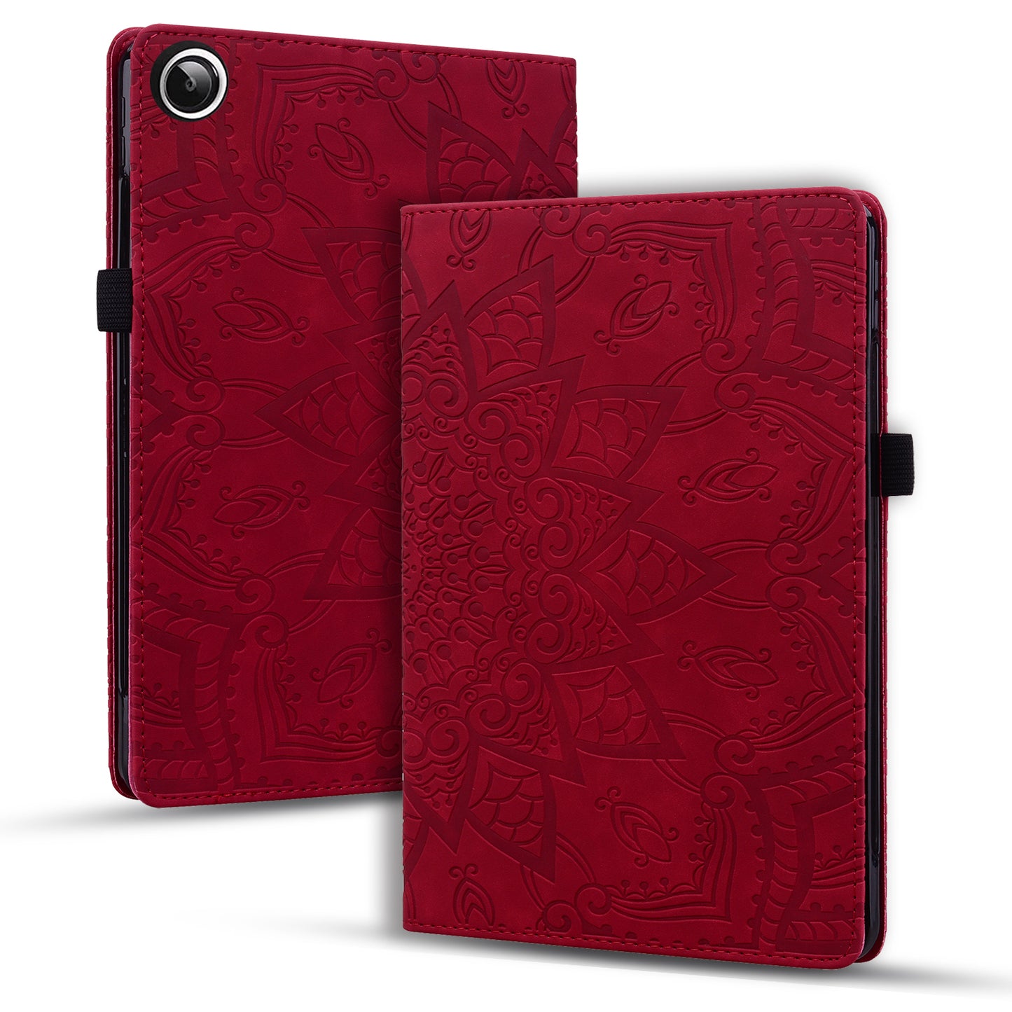 For Samsung Galaxy Tab A9+ PU Leather Tablet Case Imprinted Flower Pattern Card Slot Tablet Stand Cover