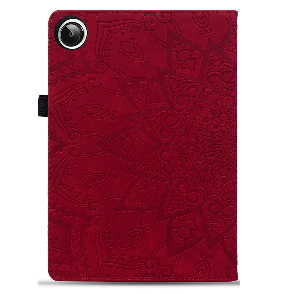 For Samsung Galaxy Tab A9+ PU Leather Tablet Case Imprinted Flower Pattern Card Slot Tablet Stand Cover
