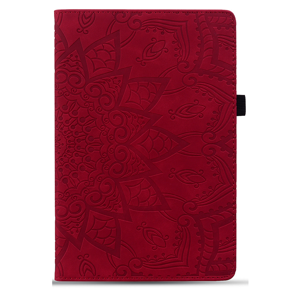 For Samsung Galaxy Tab A9+ PU Leather Tablet Case Imprinted Flower Pattern Card Slot Tablet Stand Cover