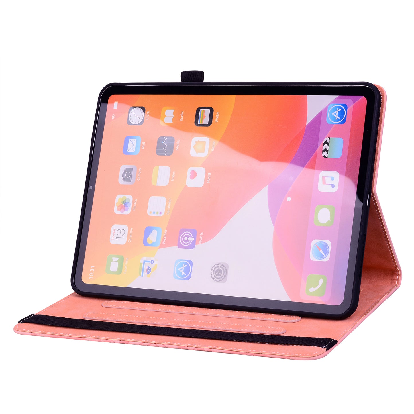 For Samsung Galaxy Tab A9+ PU Leather Tablet Case Imprinted Flower Pattern Card Slot Tablet Stand Cover