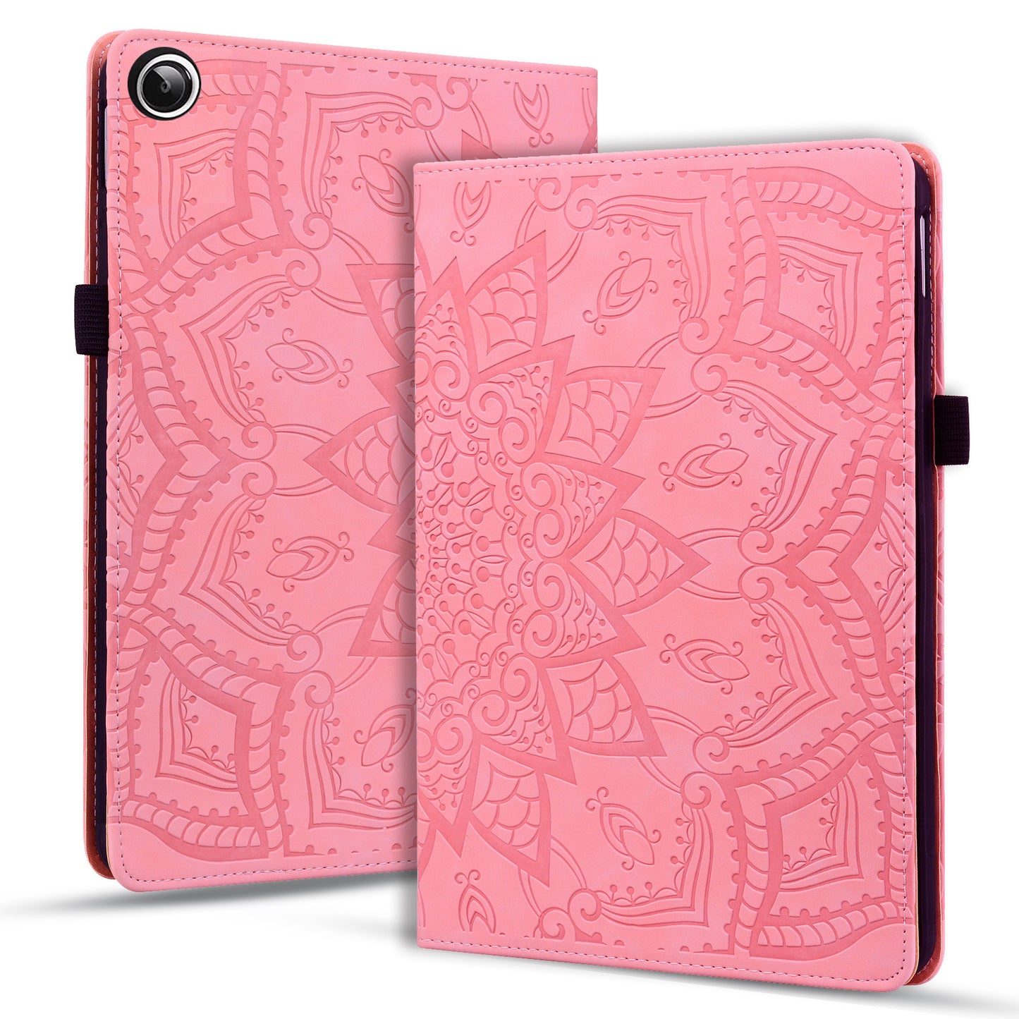For Samsung Galaxy Tab A9+ PU Leather Tablet Case Imprinted Flower Pattern Card Slot Tablet Stand Cover