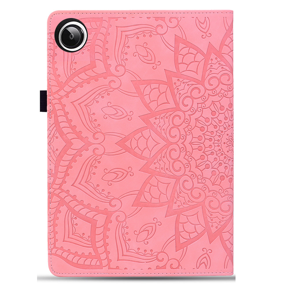 For Samsung Galaxy Tab A9+ PU Leather Tablet Case Imprinted Flower Pattern Card Slot Tablet Stand Cover