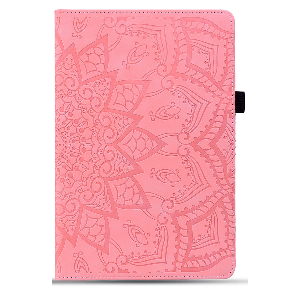 For Samsung Galaxy Tab A9+ PU Leather Tablet Case Imprinted Flower Pattern Card Slot Tablet Stand Cover