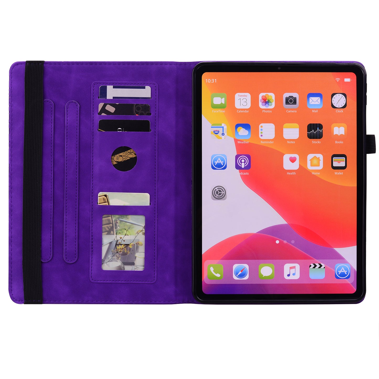 For Samsung Galaxy Tab A9+ PU Leather Tablet Case Imprinted Flower Pattern Card Slot Tablet Stand Cover