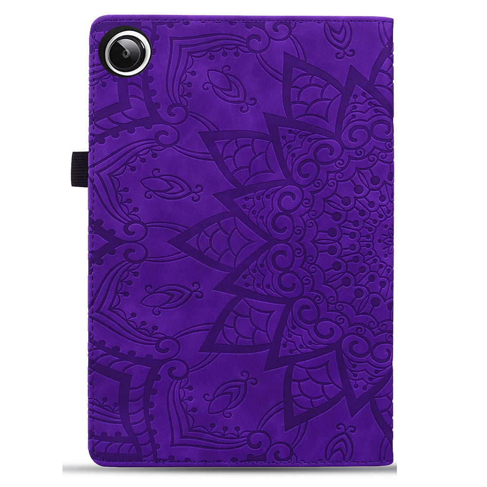 For Samsung Galaxy Tab A9+ PU Leather Tablet Case Imprinted Flower Pattern Card Slot Tablet Stand Cover