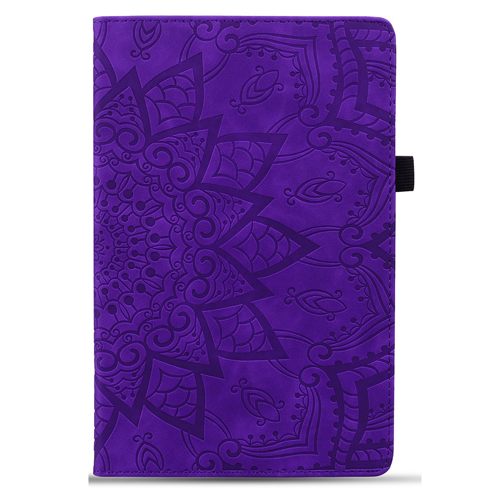 For Samsung Galaxy Tab A9+ PU Leather Tablet Case Imprinted Flower Pattern Card Slot Tablet Stand Cover