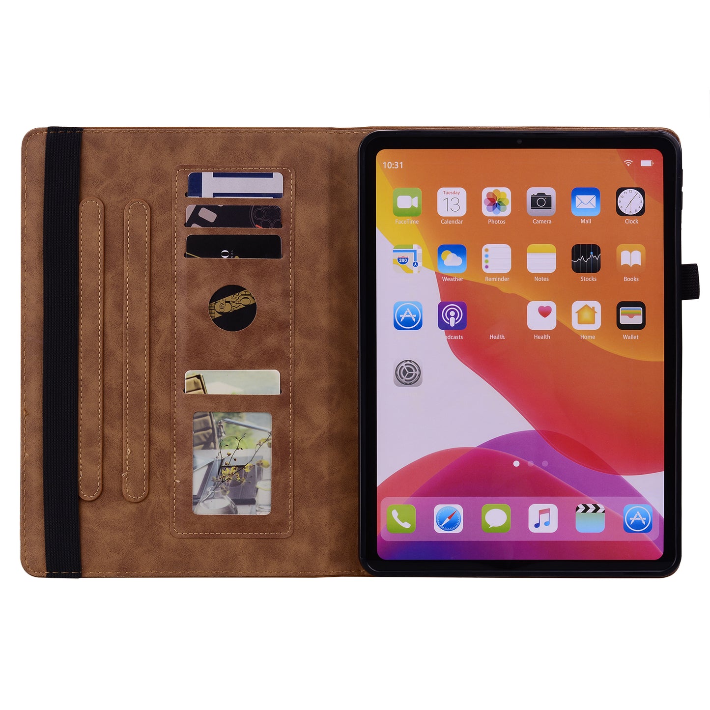 For Samsung Galaxy Tab A9+ PU Leather Tablet Case Imprinted Flower Pattern Card Slot Tablet Stand Cover