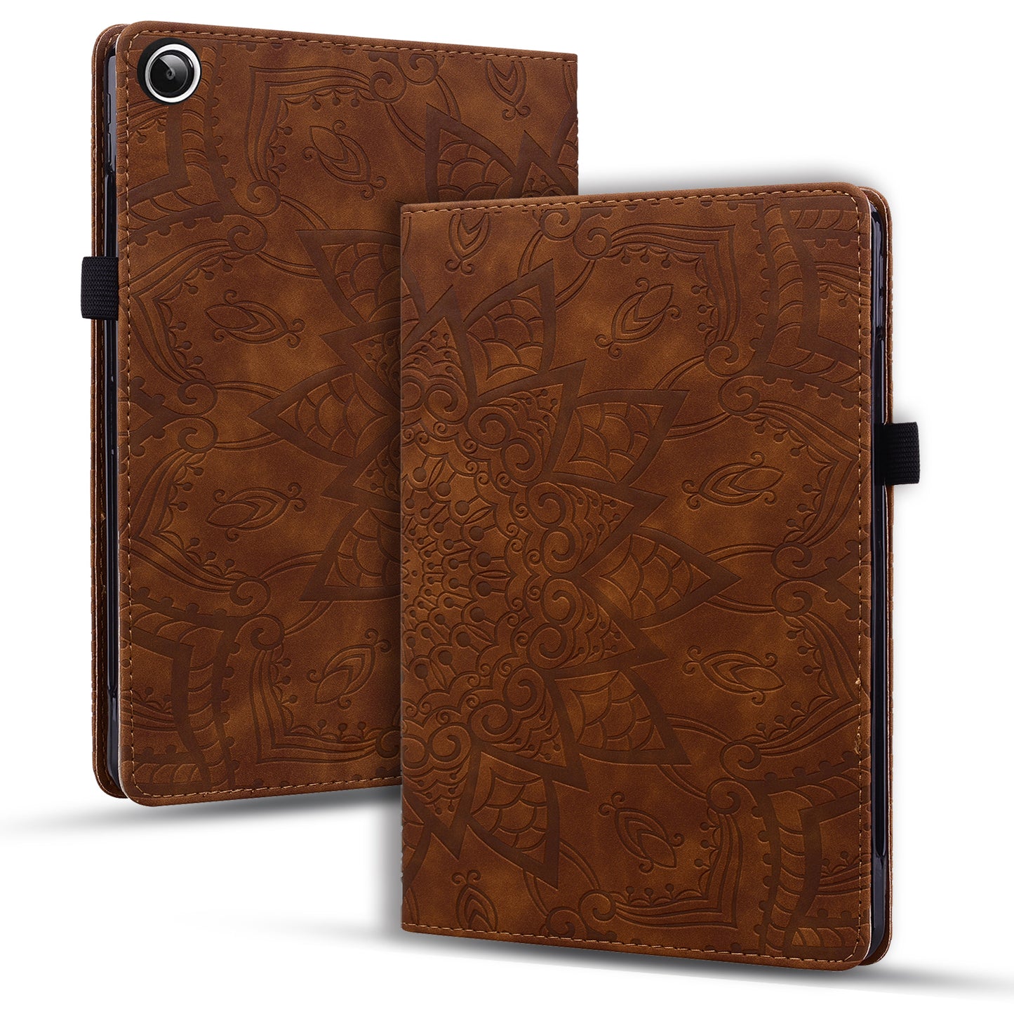 For Samsung Galaxy Tab A9+ PU Leather Tablet Case Imprinted Flower Pattern Card Slot Tablet Stand Cover