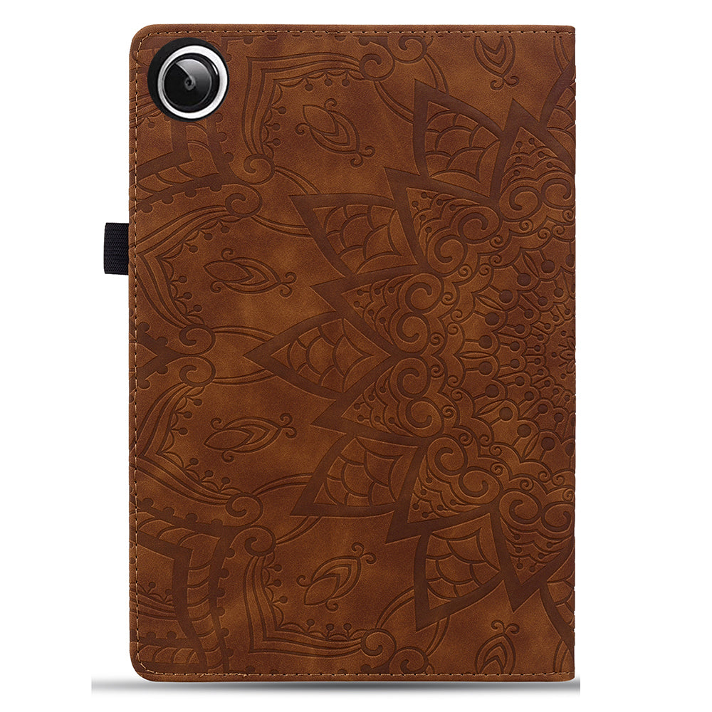 For Samsung Galaxy Tab A9+ PU Leather Tablet Case Imprinted Flower Pattern Card Slot Tablet Stand Cover