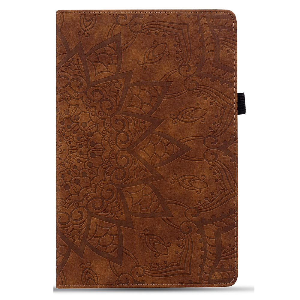 For Samsung Galaxy Tab A9+ PU Leather Tablet Case Imprinted Flower Pattern Card Slot Tablet Stand Cover