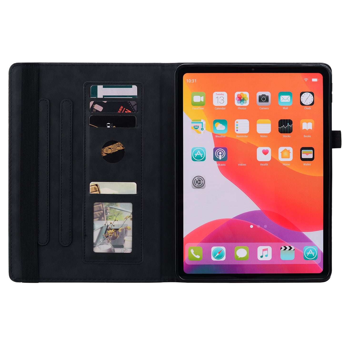 For Samsung Galaxy Tab A9+ PU Leather Tablet Case Imprinted Flower Pattern Card Slot Tablet Stand Cover