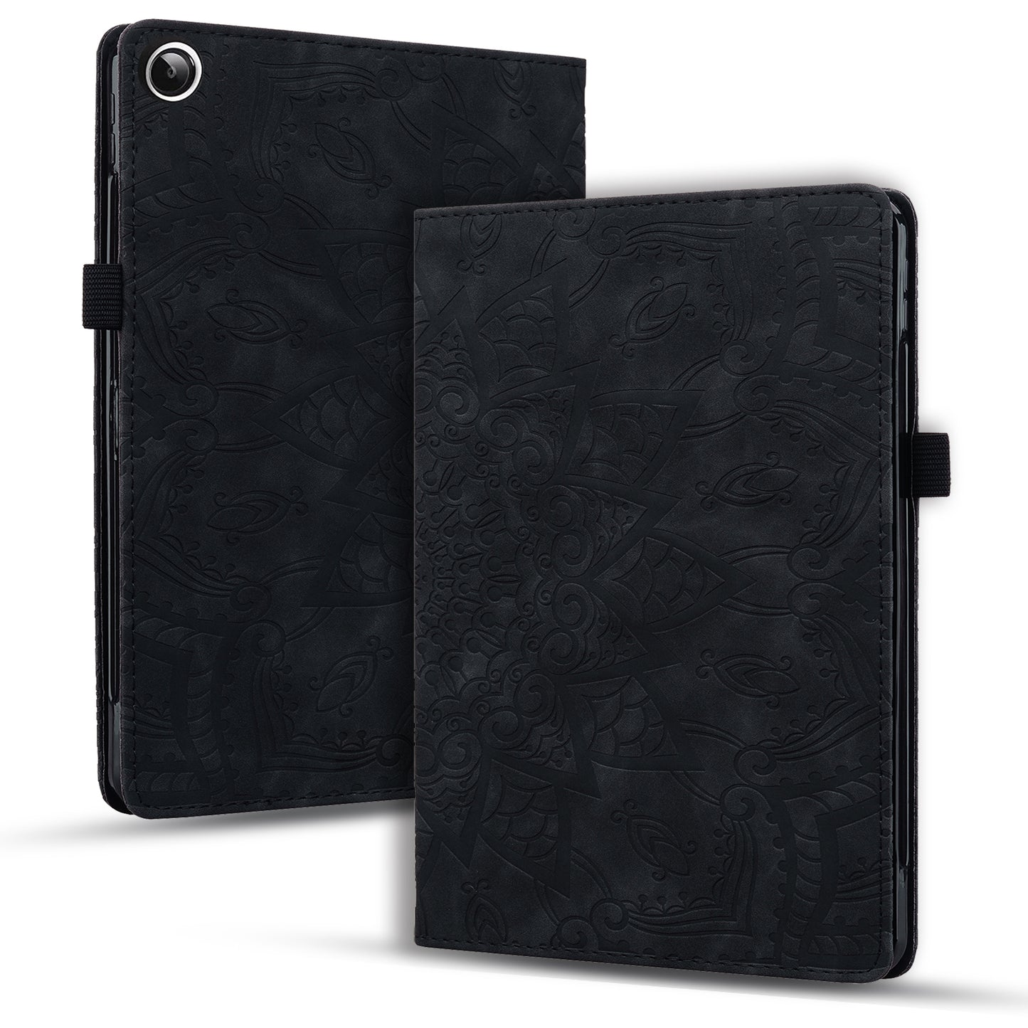For Samsung Galaxy Tab A9+ PU Leather Tablet Case Imprinted Flower Pattern Card Slot Tablet Stand Cover