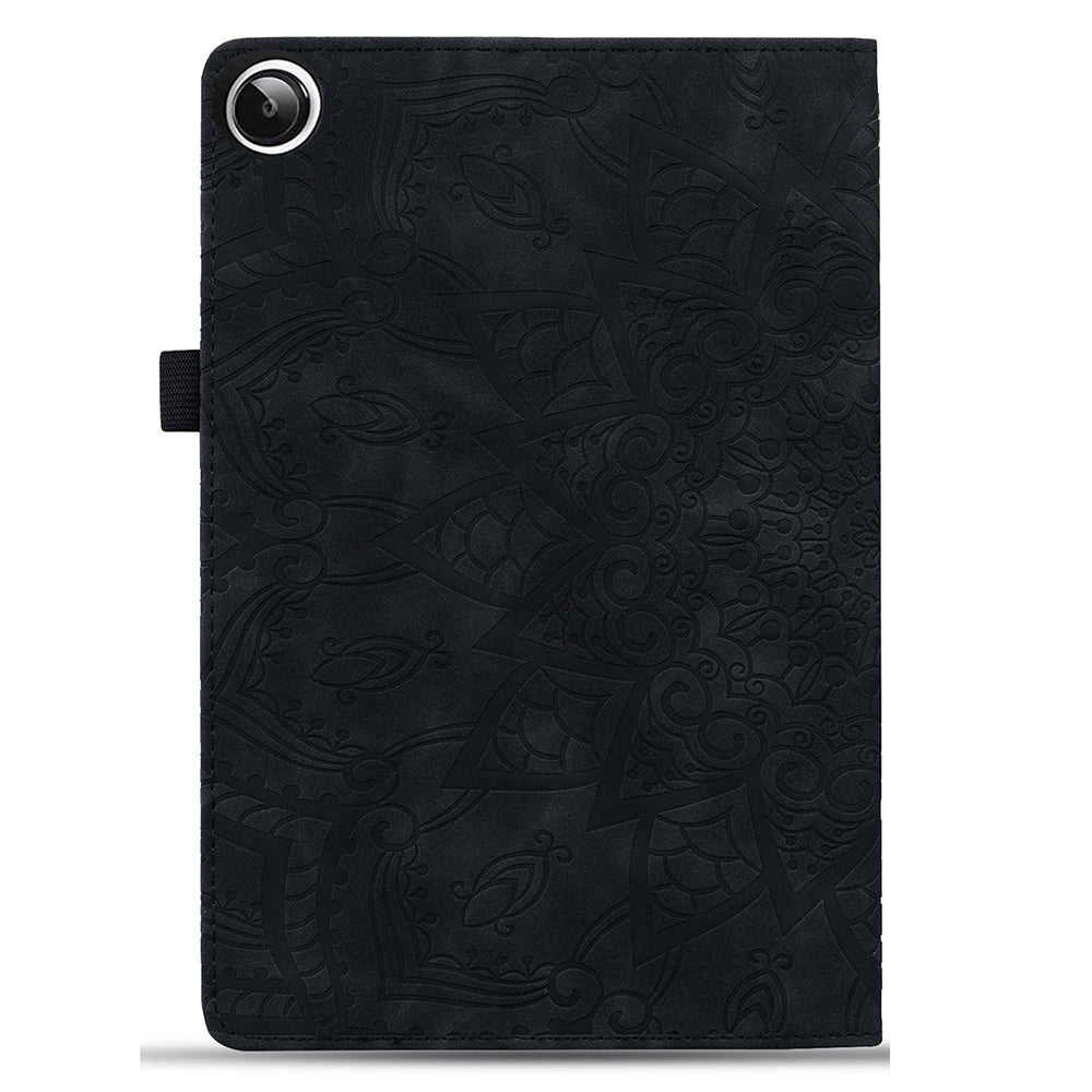 For Samsung Galaxy Tab A9+ PU Leather Tablet Case Imprinted Flower Pattern Card Slot Tablet Stand Cover