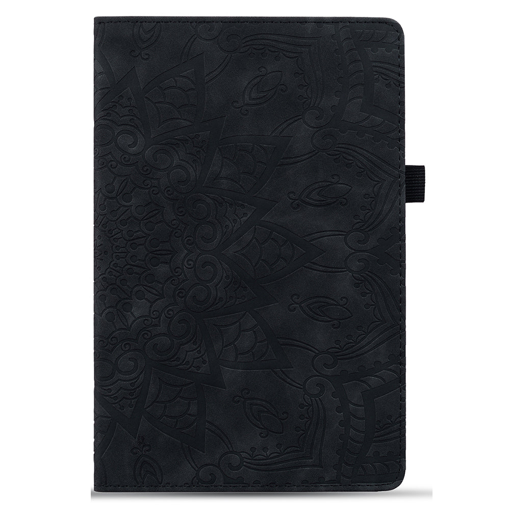 For Samsung Galaxy Tab A9+ PU Leather Tablet Case Imprinted Flower Pattern Card Slot Tablet Stand Cover