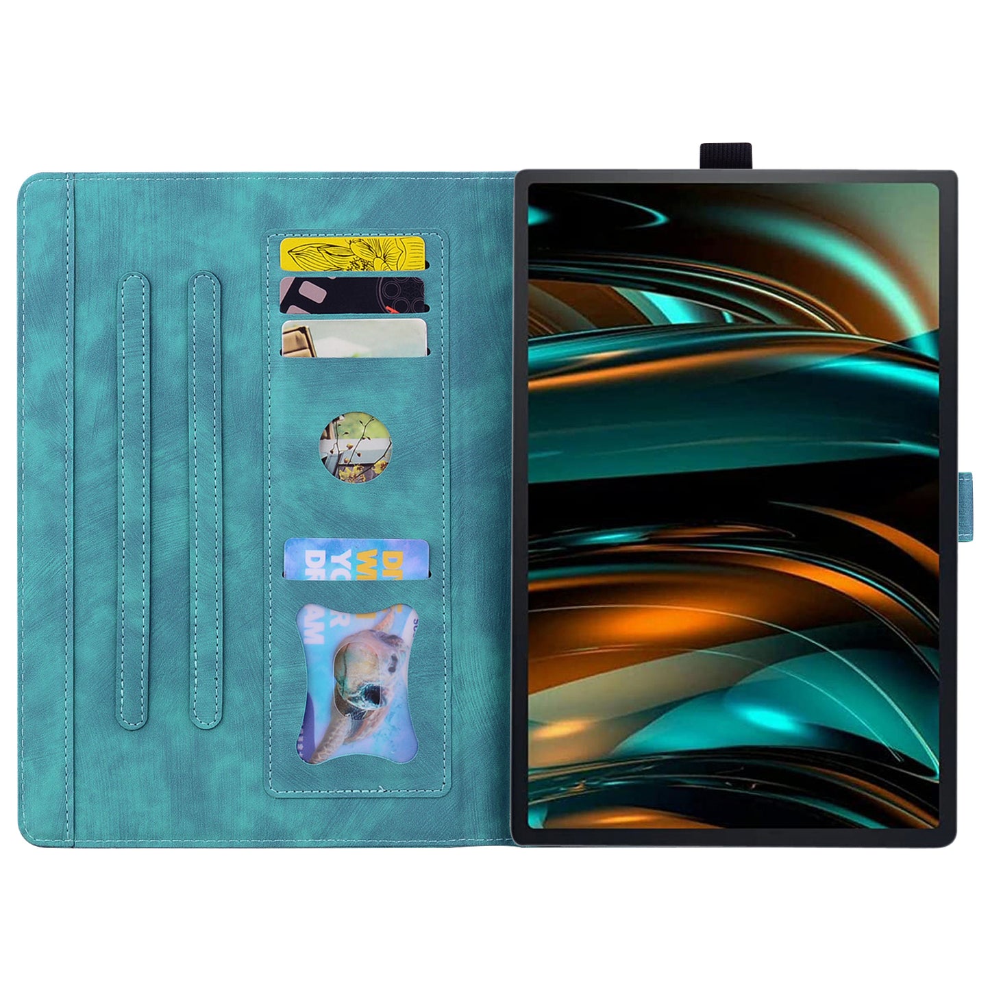 For Samsung Galaxy Tab A9+ Shockproof PU Leather Cover Flower Cat Imprinted Tablet Case