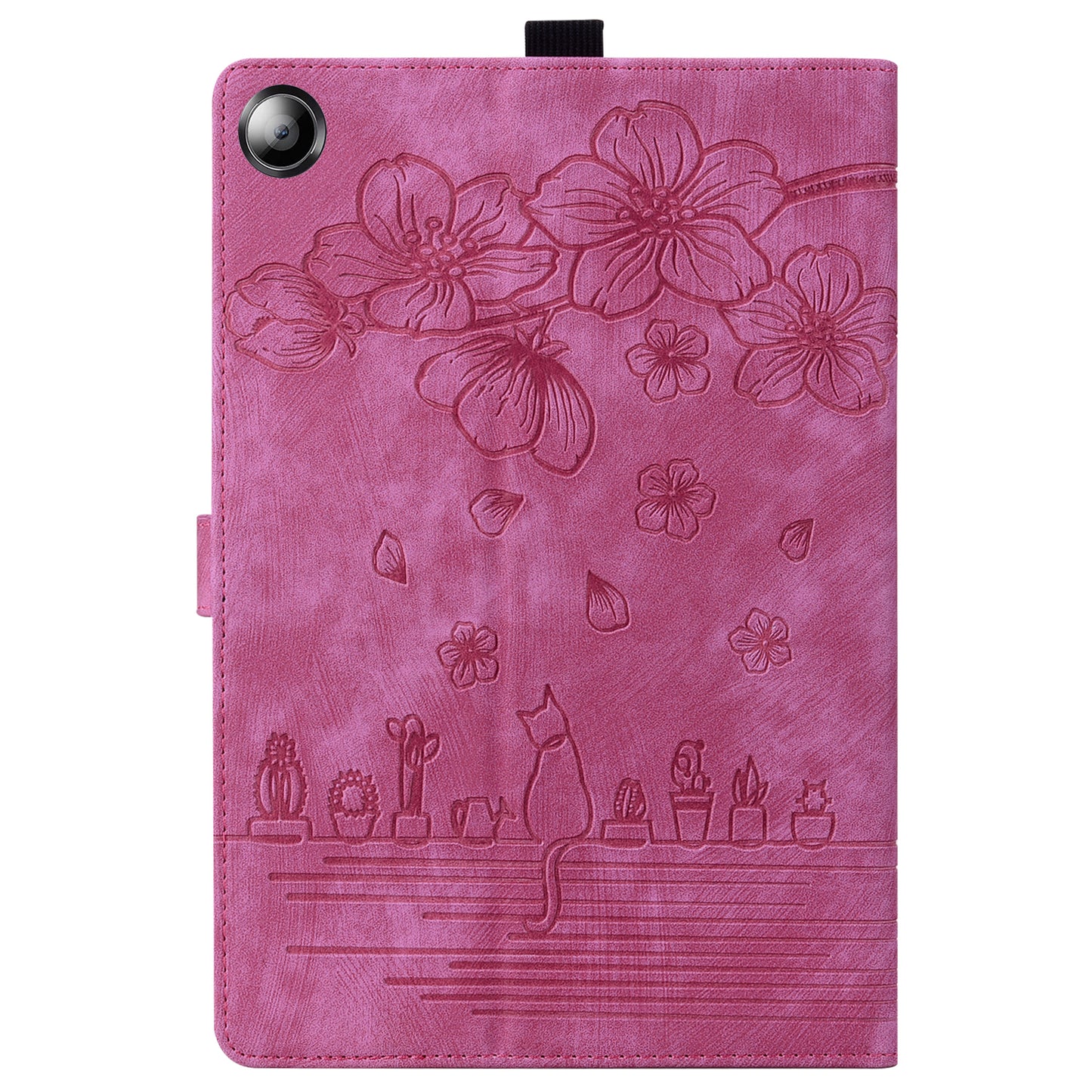 For Samsung Galaxy Tab A9+ Shockproof PU Leather Cover Flower Cat Imprinted Tablet Case