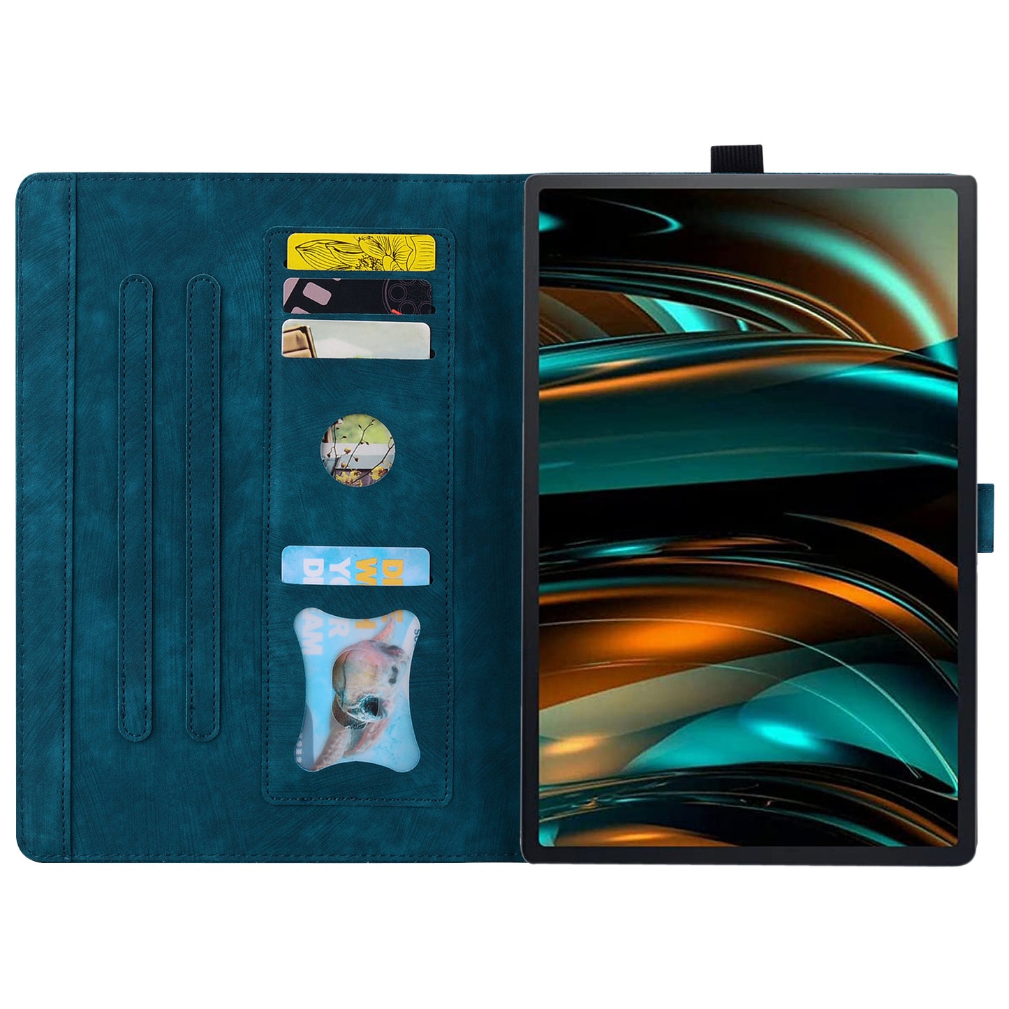 For Samsung Galaxy Tab A9+ Shockproof PU Leather Cover Flower Cat Imprinted Tablet Case