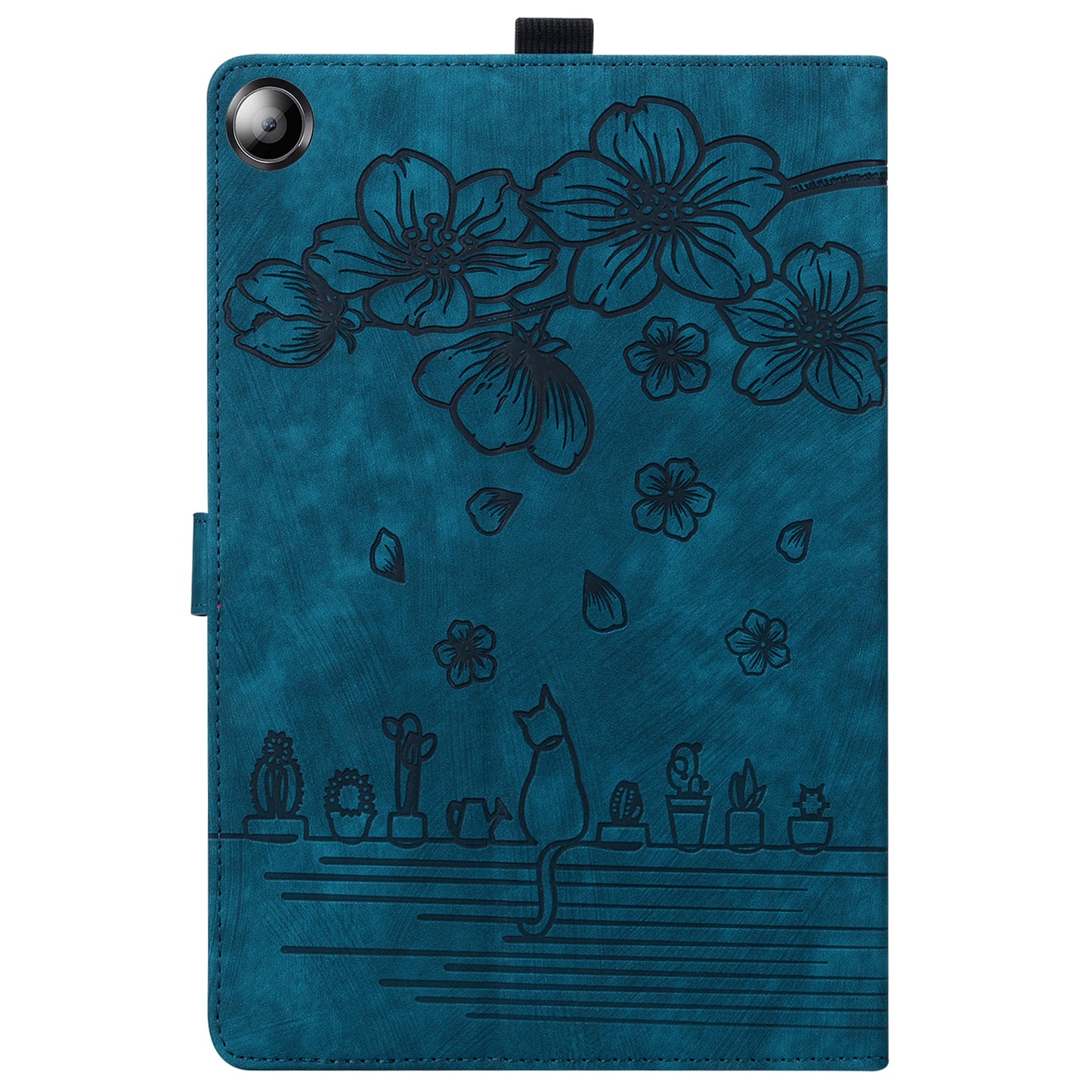 For Samsung Galaxy Tab A9+ Shockproof PU Leather Cover Flower Cat Imprinted Tablet Case