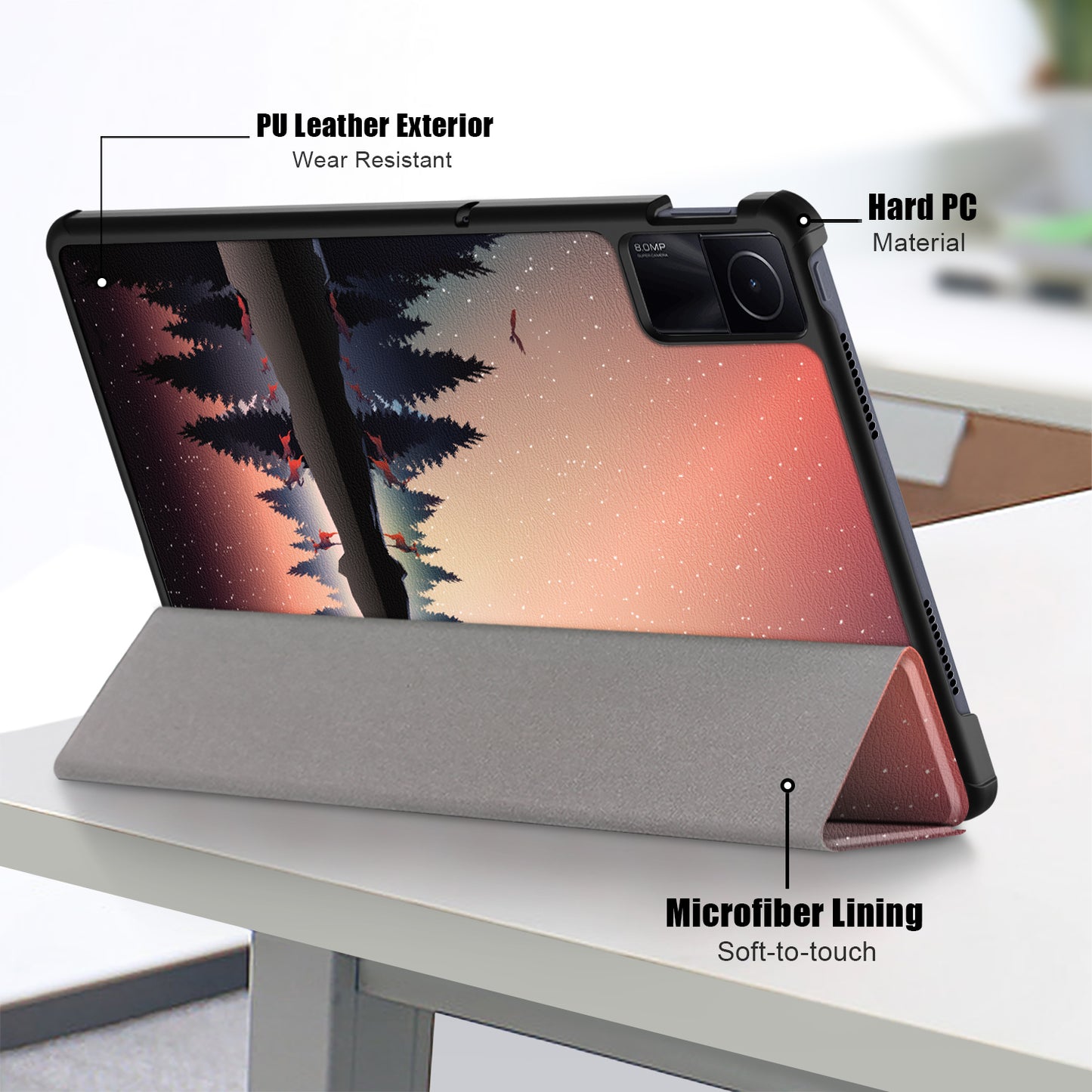 For Xiaomi Redmi Pad SE Tri-fold Stand Tablet Case Pattern Printing PU Leather Tablet Cover