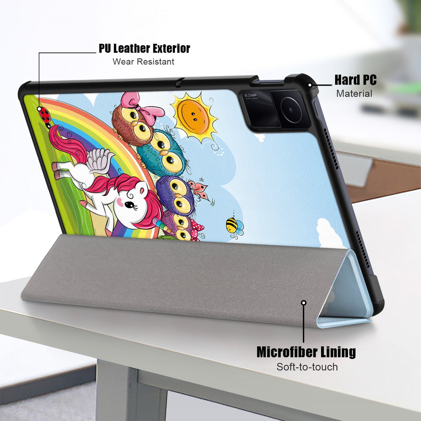 For Xiaomi Redmi Pad SE Tri-fold Stand Tablet Case Pattern Printing PU Leather Tablet Cover