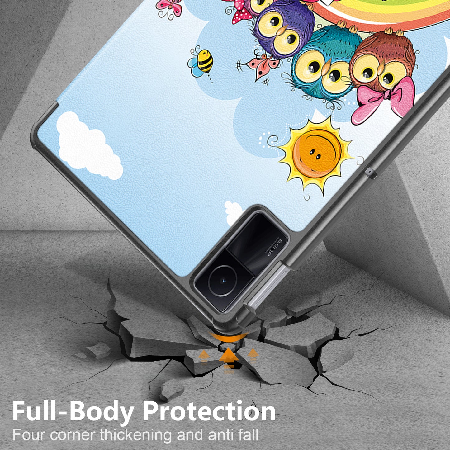 For Xiaomi Redmi Pad SE Tri-fold Stand Tablet Case Pattern Printing PU Leather Tablet Cover