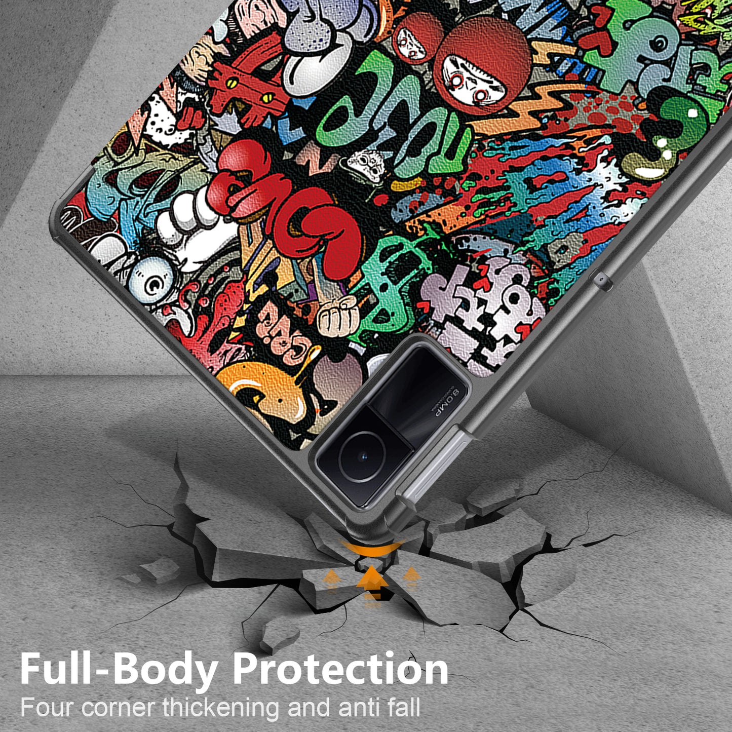 For Xiaomi Redmi Pad SE Tri-fold Stand Tablet Case Pattern Printing PU Leather Tablet Cover