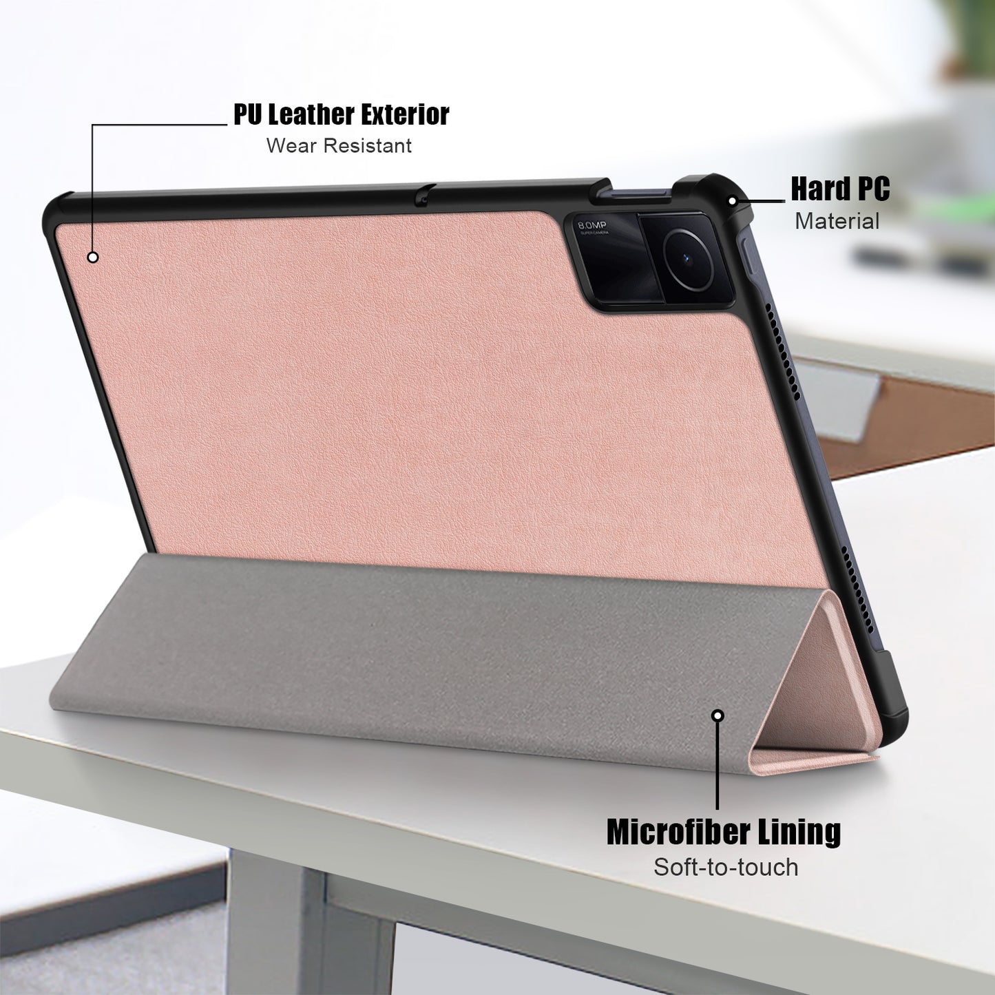 For Xiaomi Redmi Pad SE PU Leather Tablet Case Trifold Stand Full Protection Tablet Cover
