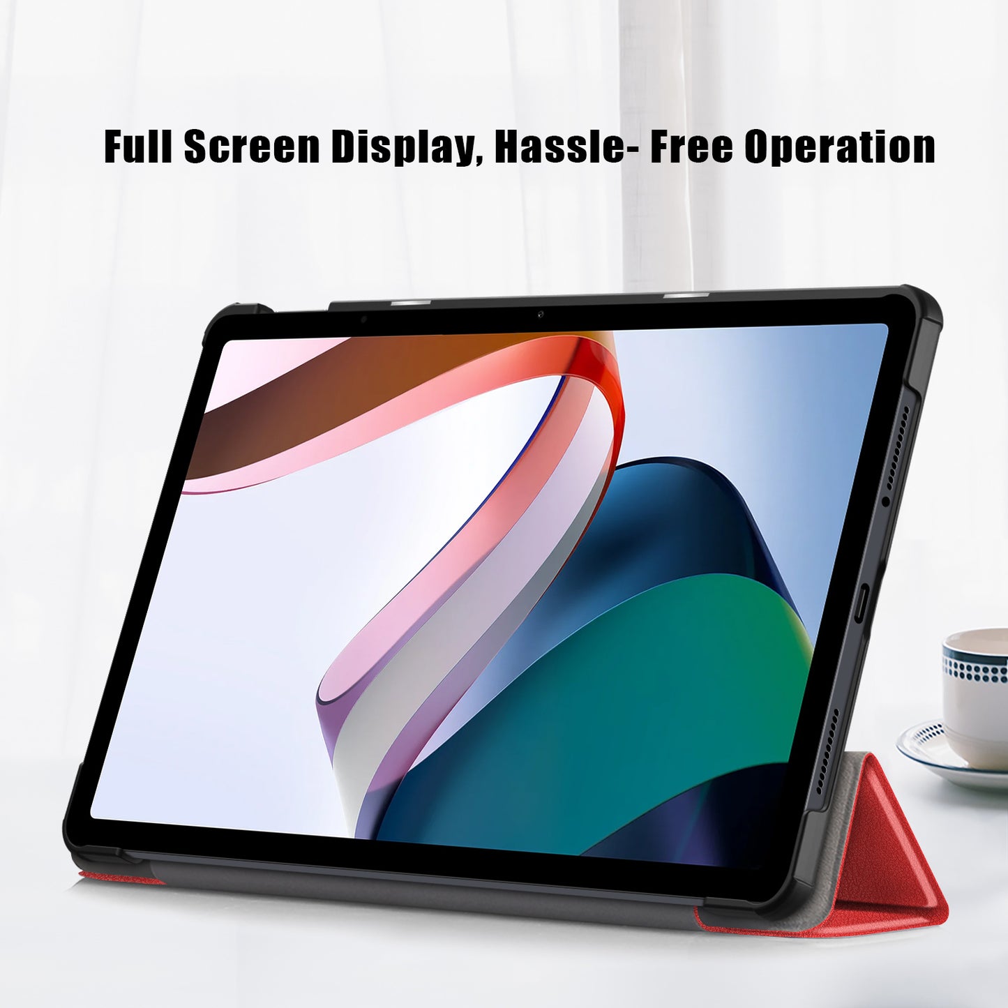 For Xiaomi Redmi Pad SE PU Leather Tablet Case Trifold Stand Full Protection Tablet Cover