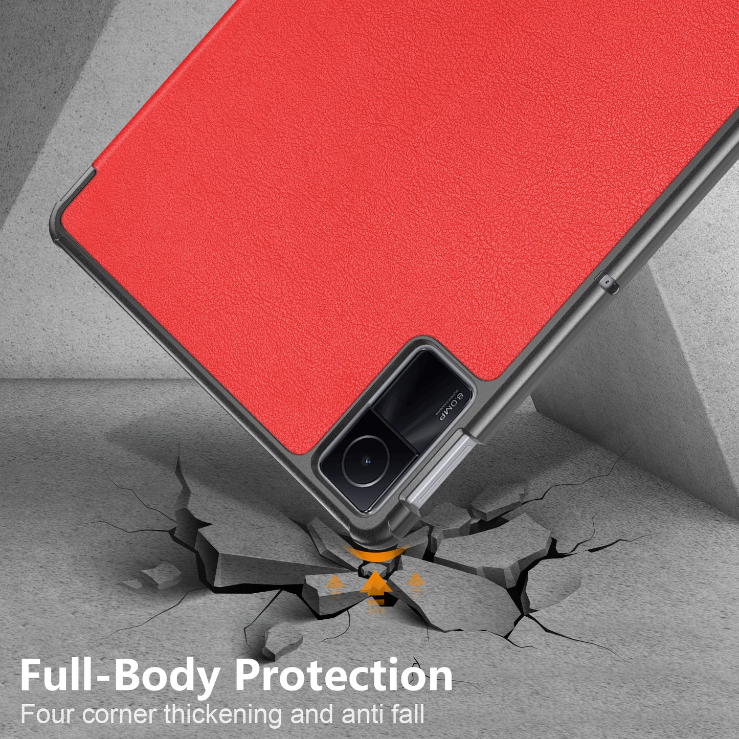 For Xiaomi Redmi Pad SE PU Leather Tablet Case Trifold Stand Full Protection Tablet Cover