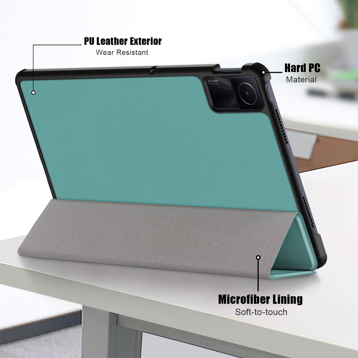 For Xiaomi Redmi Pad SE PU Leather Tablet Case Trifold Stand Full Protection Tablet Cover