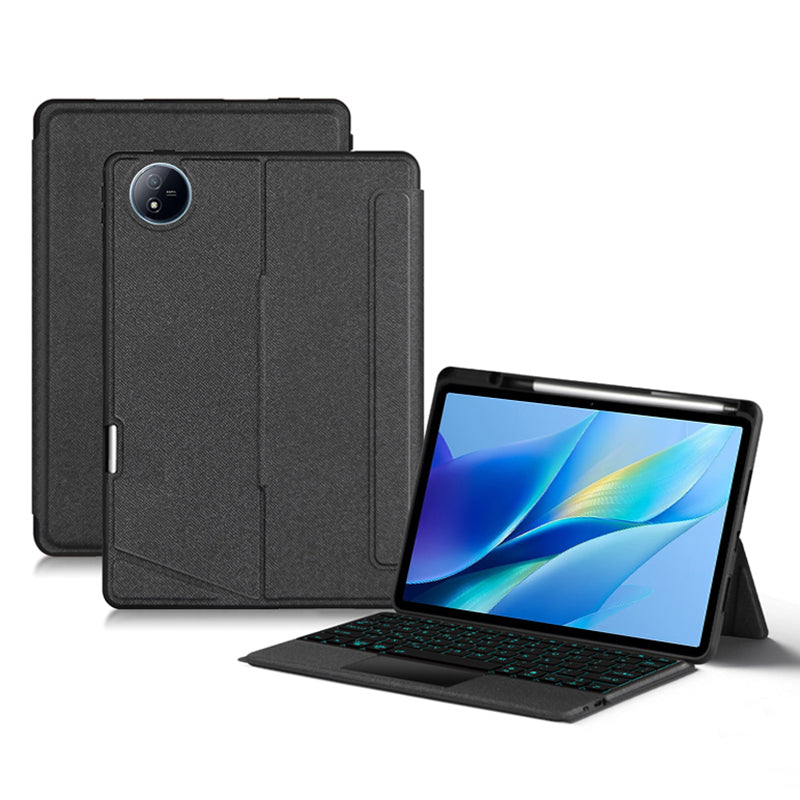 For vivo Pad Air PU Leather Stand Tablet Case + Touchpad Detachable Keyboard with Backlit