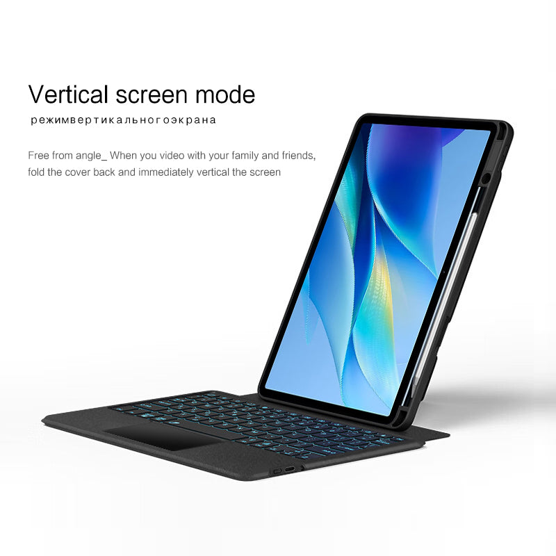For vivo Pad Air PU Leather Stand Tablet Case + Touchpad Detachable Keyboard with Backlit