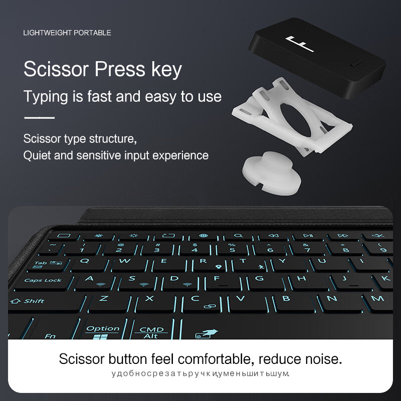 PU Leather Case for Xiaomi Redmi Pad SE , Stand Tablet Cover + Backlight Detachable Keyboard with Touchpad