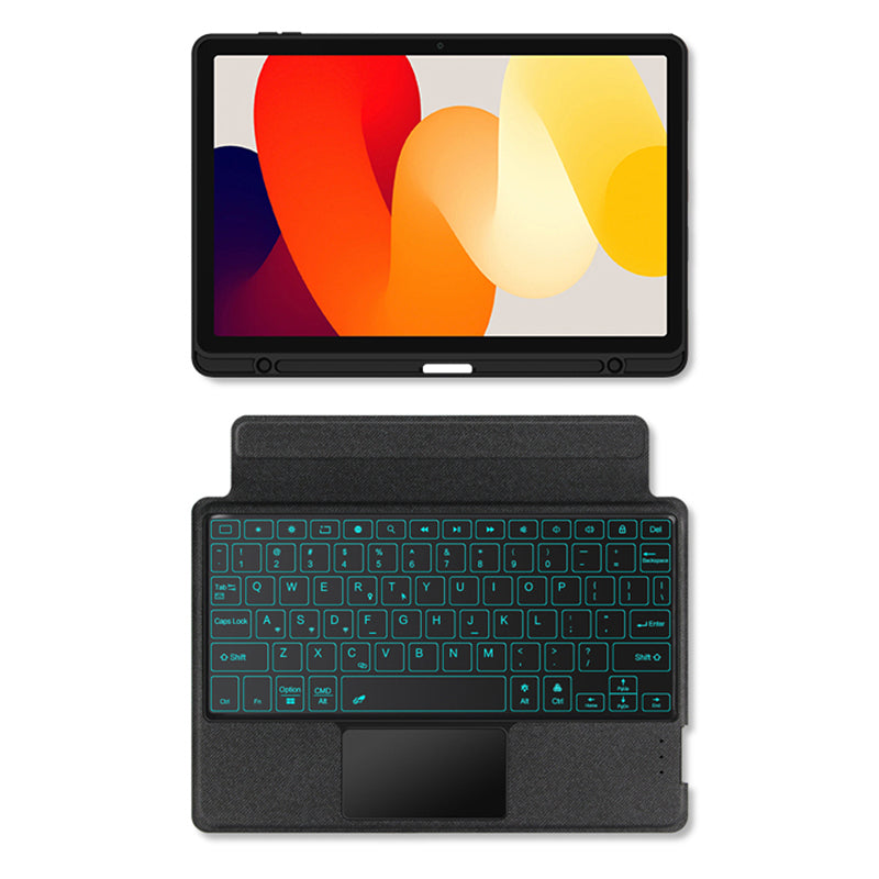PU Leather Case for Xiaomi Redmi Pad SE , Stand Tablet Cover + Backlight Detachable Keyboard with Touchpad