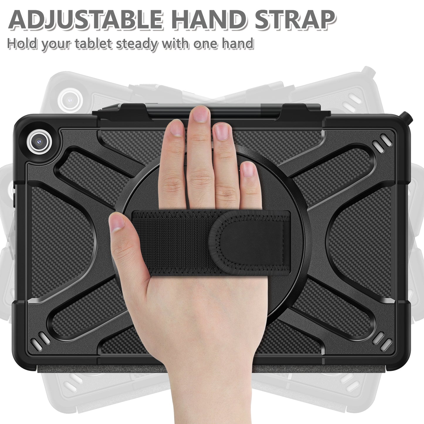 For Amazon Fire Max 11 Kickstand Tablet Case PC + TPU Shockproof Protective Cover with Hand Strap