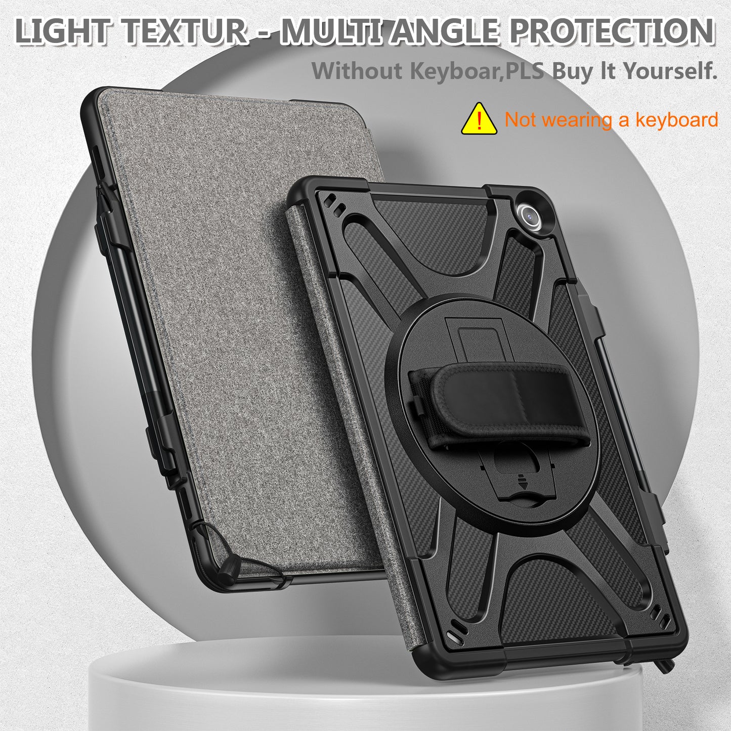 For Amazon Fire Max 11 Kickstand Tablet Case PC + TPU Shockproof Protective Cover with Hand Strap