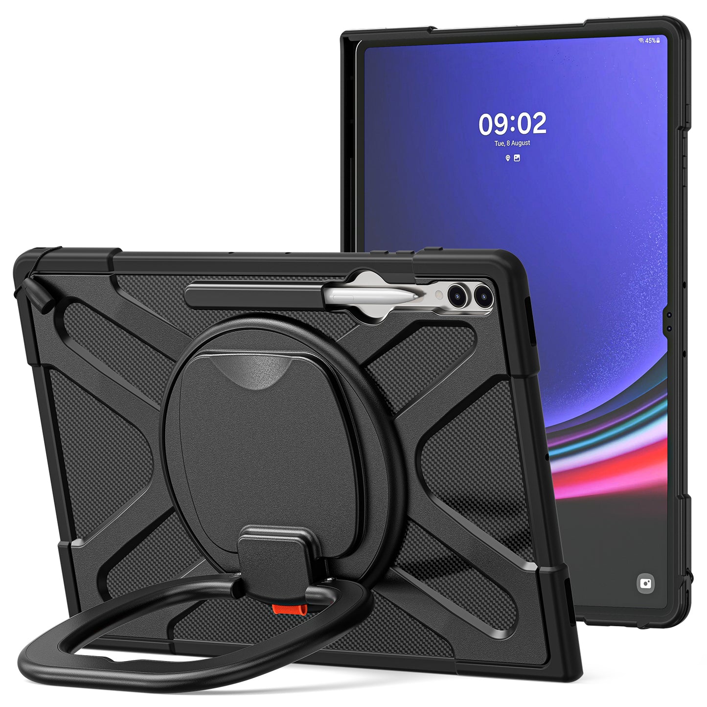 For Samsung Galaxy Tab S8 Ultra X900 / X906 / S9 Ultra X910 Style-B Tablet Case Hand Grip Kickstand PC + TPU Tablet Cover