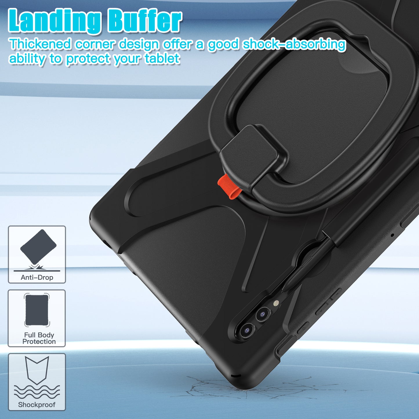 For Samsung Galaxy Tab S9 Ultra X910 / S8 Ultra X900 / X906 PC+ Silicone Tablet Case Drop-proof Rotating Kickstand Cover