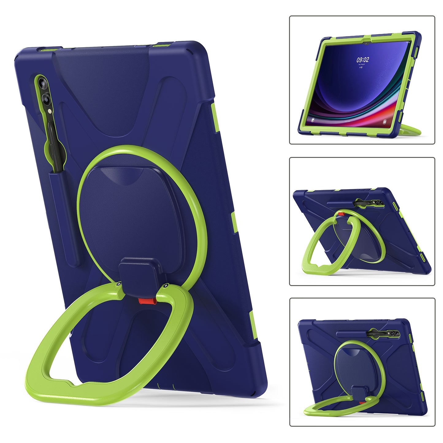 For Samsung Galaxy Tab S9 Ultra X910 / S8 Ultra X900 / X906 PC+ Silicone Tablet Case Drop-proof Rotating Kickstand Cover